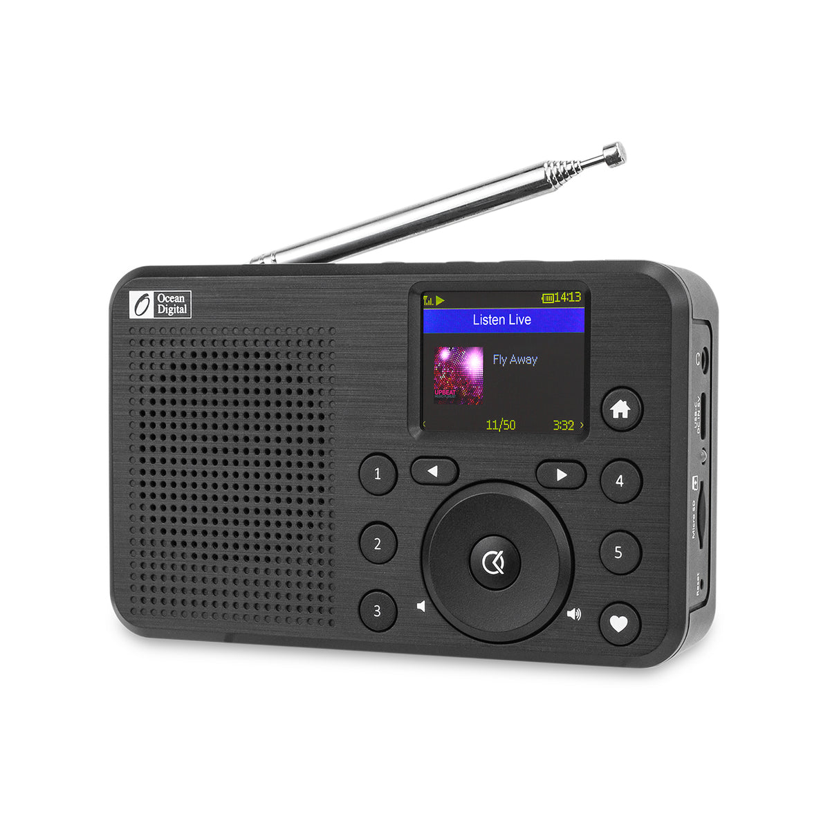 Ocean Digital WR-330 WiFi Internet Radio Portable With Bluetooth & FM - Color Display & Bass Radiator